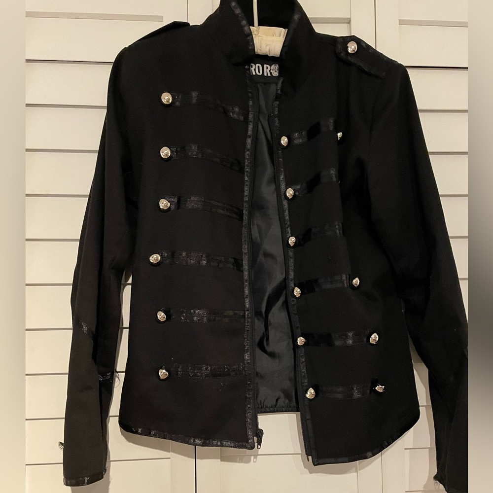 Rorox Black Military Band Jacket